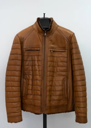 Men's Leather Bomber Jacket