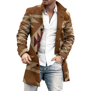 Men's Mid-Length Plaid Print Casual Coat 99619774L