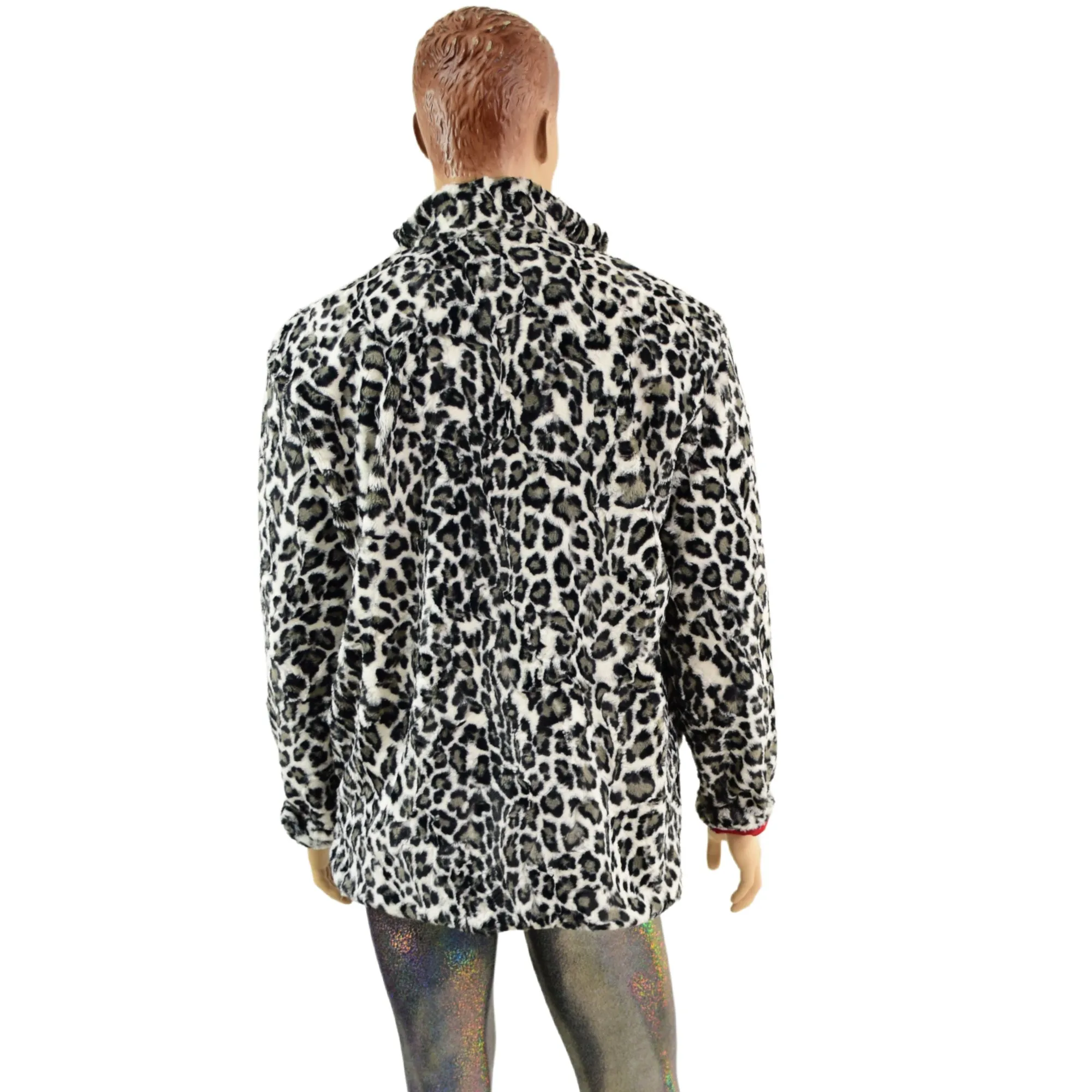 Mens Minky Faux Fur Reversible Collared Jacket