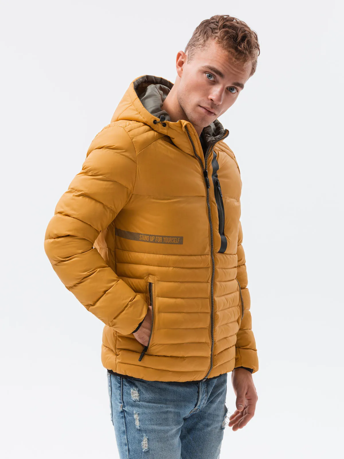 Men's quilted transition jacket Troyer mustard