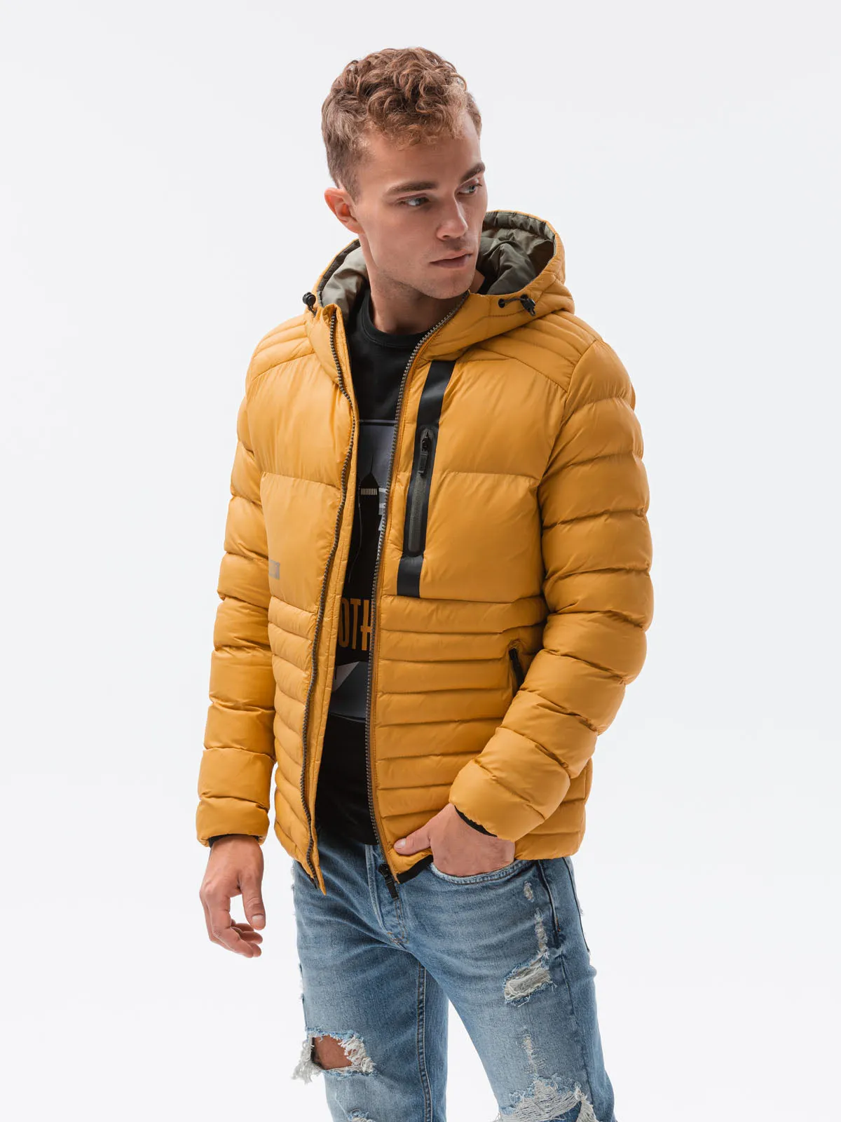 Men's quilted transition jacket Troyer mustard