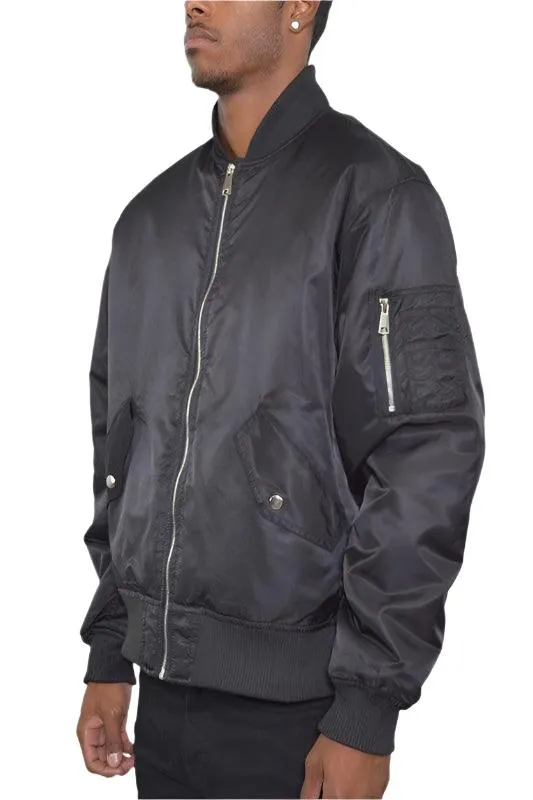 Mens Solid Padded Bomber Jacket Black Trim