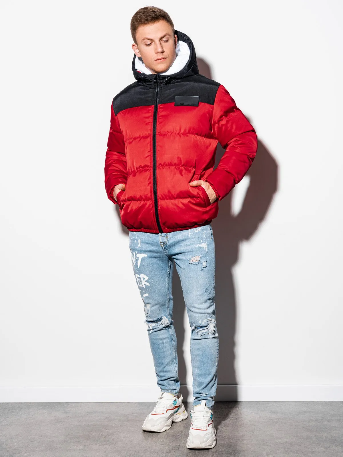 Men'S Winter Quilted Jacket Ryjel Red