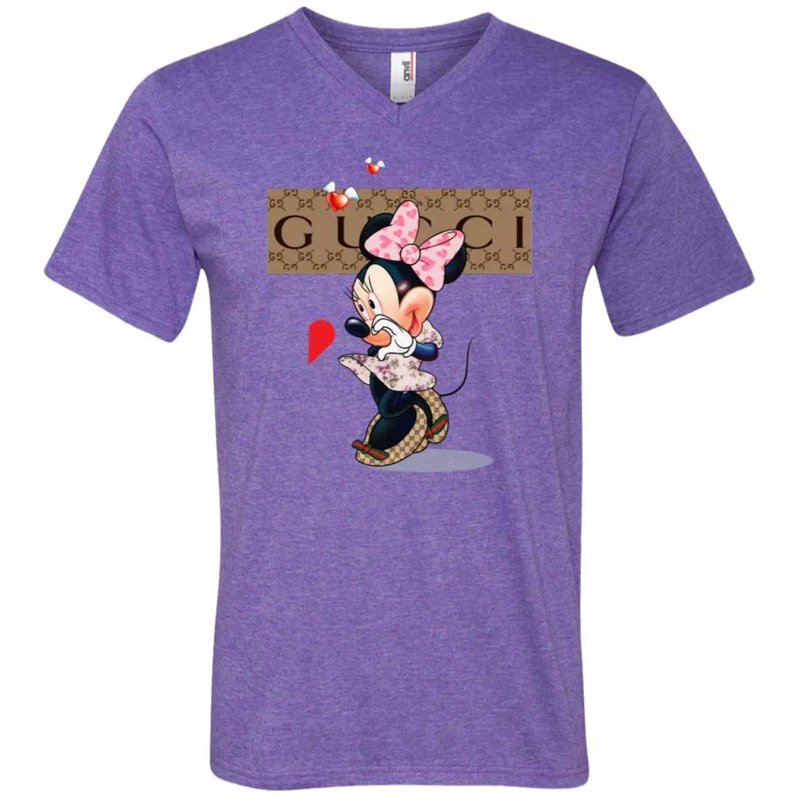 Minnie Mouse Love Couple T-shirt Valentine's Day T-shirt Men V-Neck T-Shirt