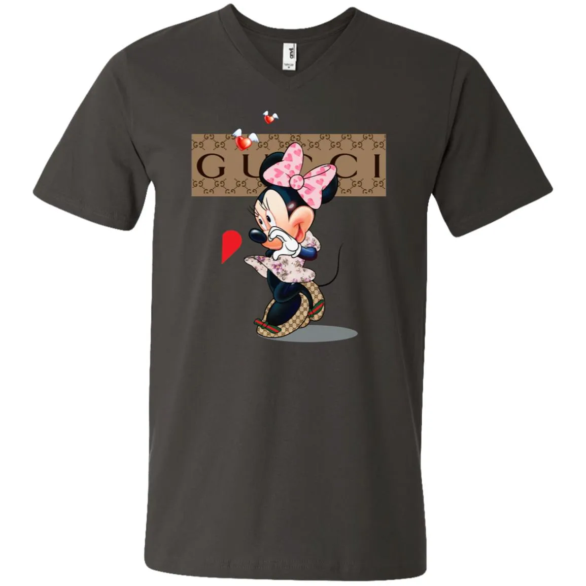 Minnie Mouse Love Couple T-shirt Valentine's Day T-shirt Men V-Neck T-Shirt