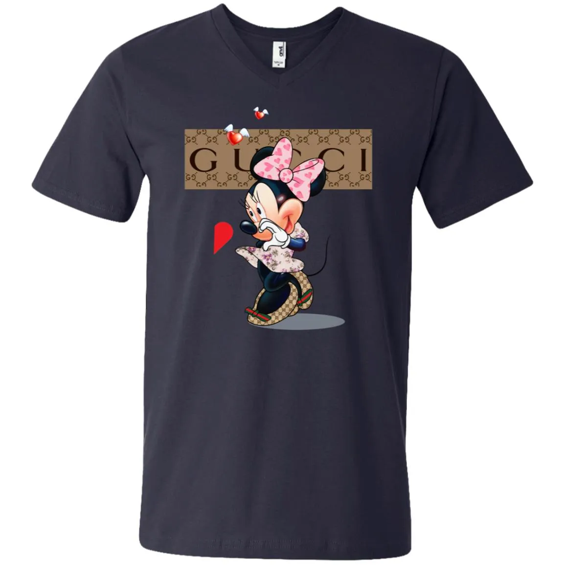 Minnie Mouse Love Couple T-shirt Valentine's Day T-shirt Men V-Neck T-Shirt