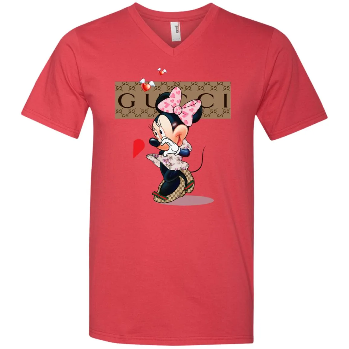 Minnie Mouse Love Couple T-shirt Valentine's Day T-shirt Men V-Neck T-Shirt