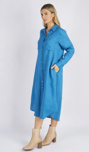 Miranda Blue Shirt Maxi Dress