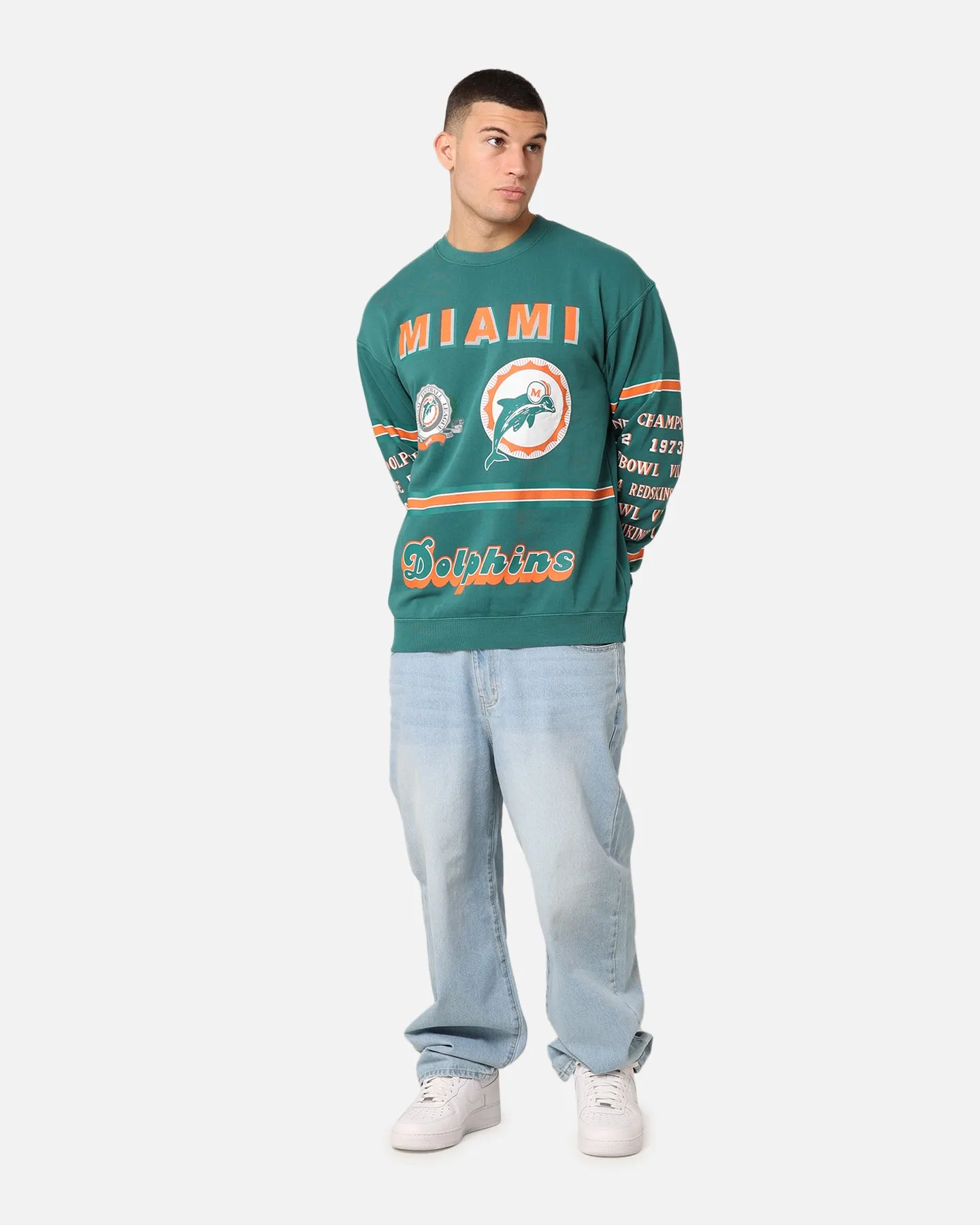 Mitchell & Ness Miami Dolphins 17-0 Crewneck Faded Teal