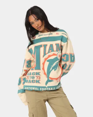 Mitchell & Ness Women's Miami Dolphins League Crewneck Stone/Teal