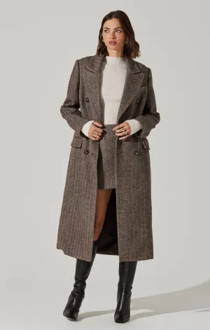 Morana Coat Brown Herringbone