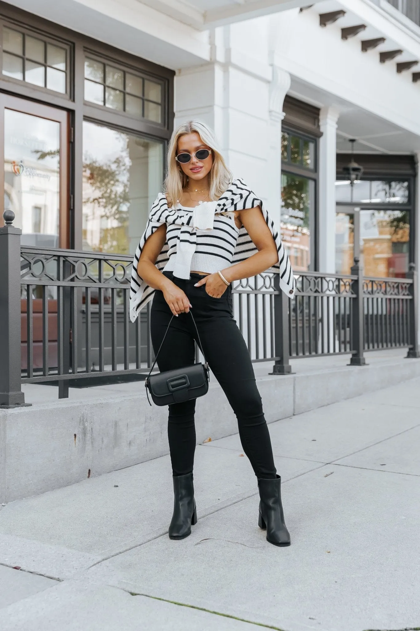 Natural And Black Striped Sweater Cardigan