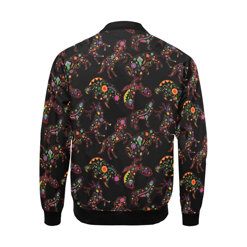 Neon Floral Animals Bomber Jacket for Men