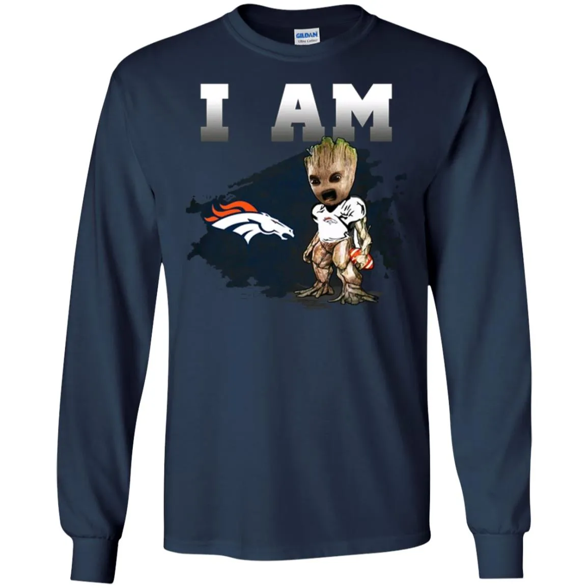 Nfl Denver Broncos I Am Groot T-shirt Men Long Sleeve Shirt