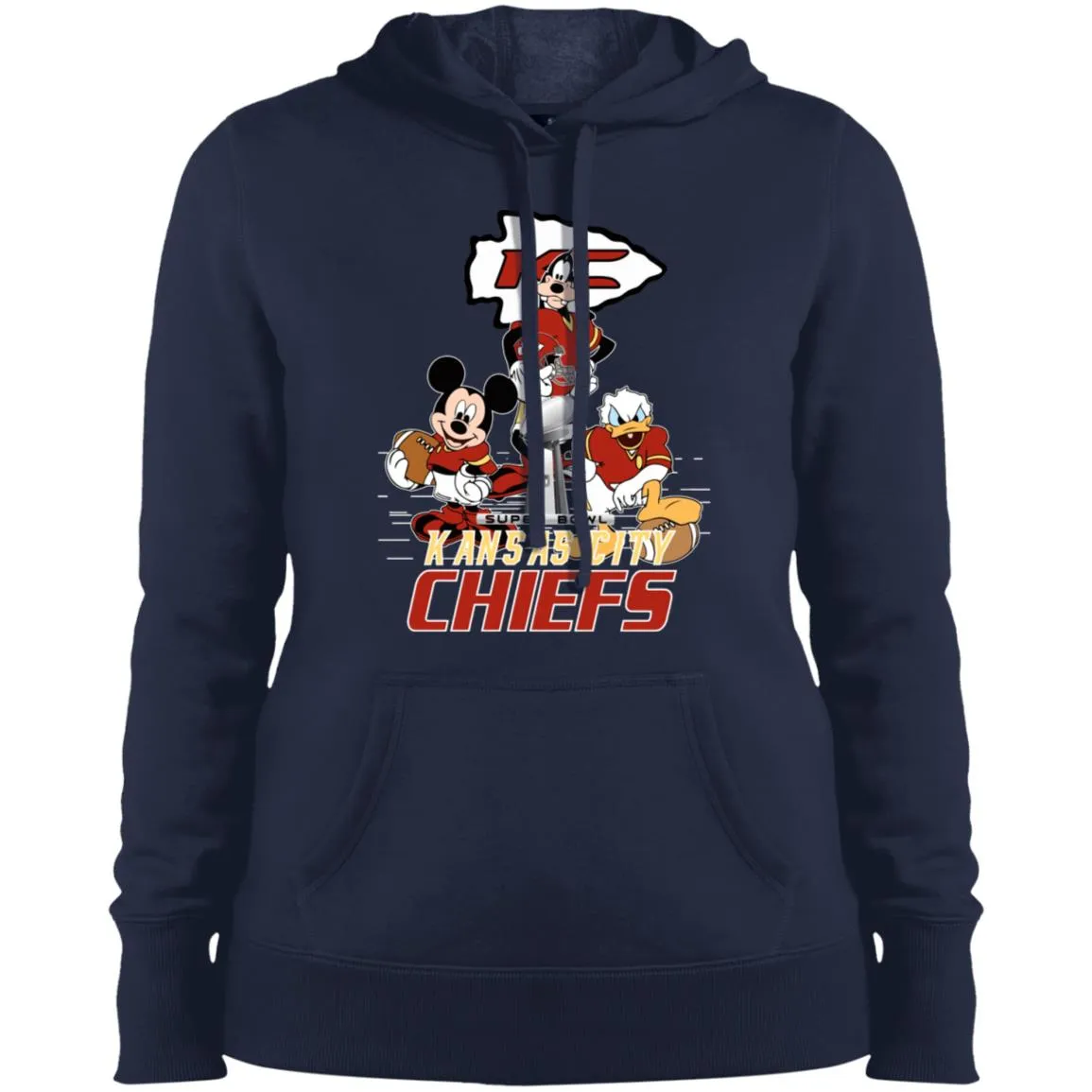 Nfl – Kansas City Chiefs Donald Duck Goofy Mickey Mouse Super Bowl 2019 Football Women Hooded Sweatshirt