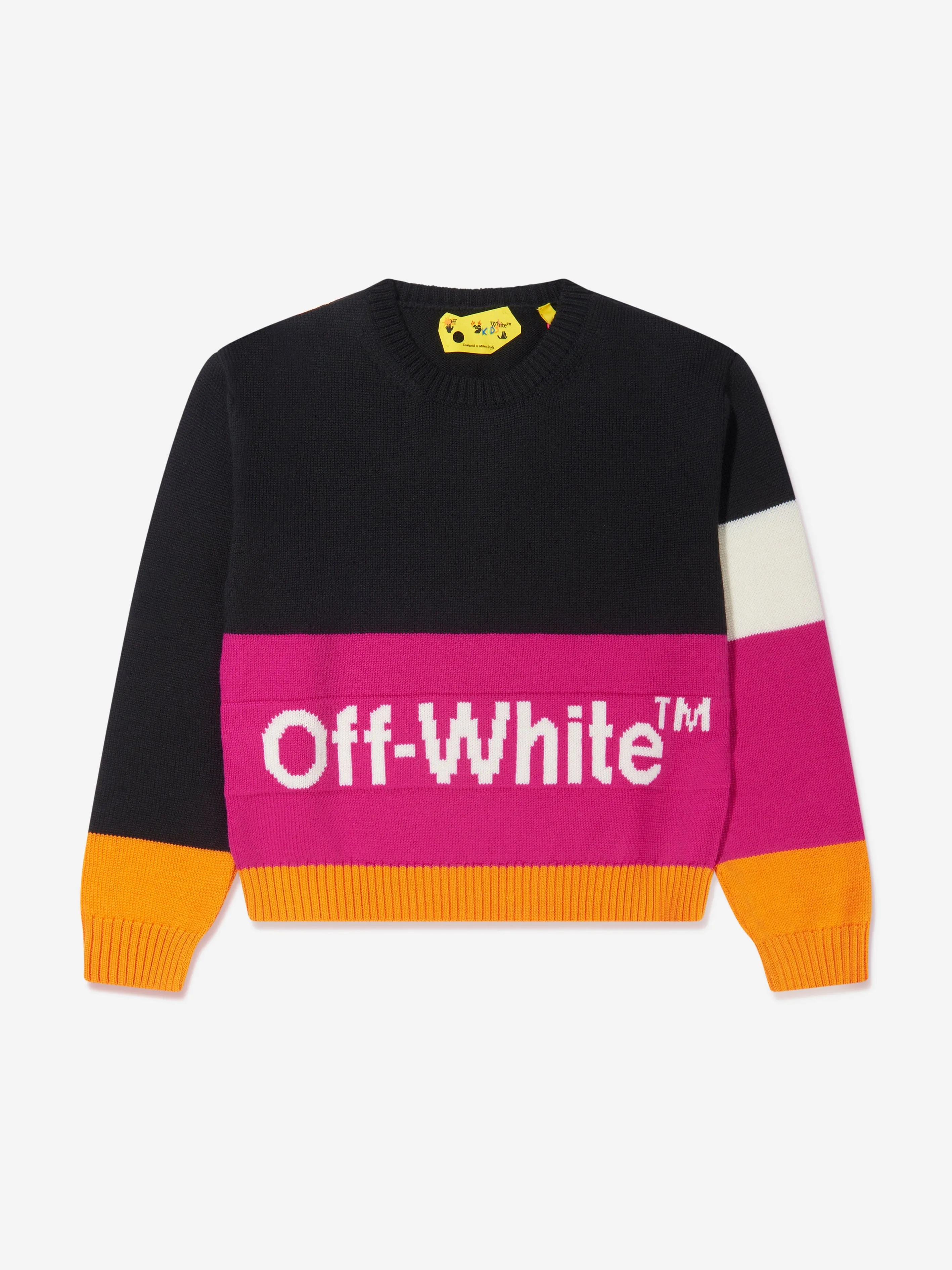 Off-White Girls Colourblock Knit Crewneck Jumper