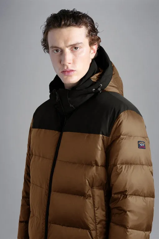 Paul & Shark Color Block Down Jacket | Bronze/Black