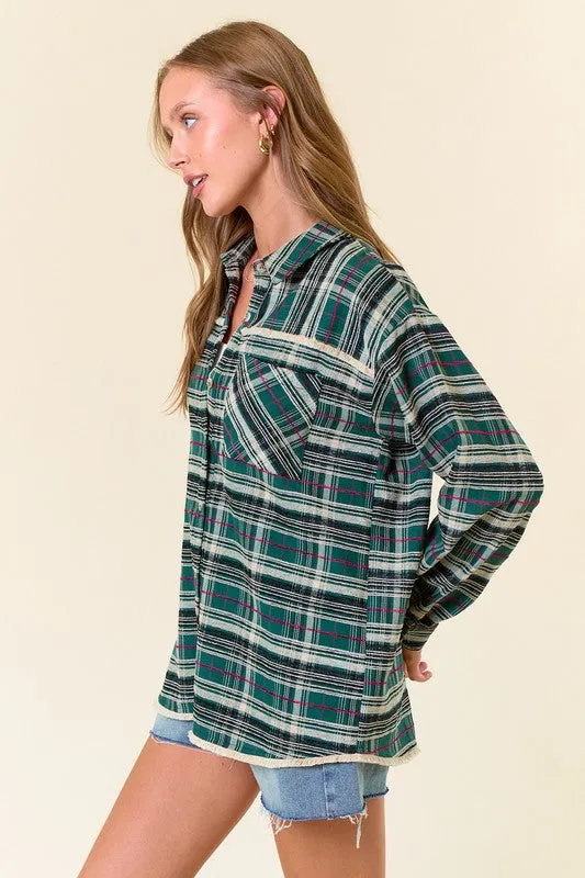 Plaid Flannel Fringe Detail Shacket - 2 Colors!