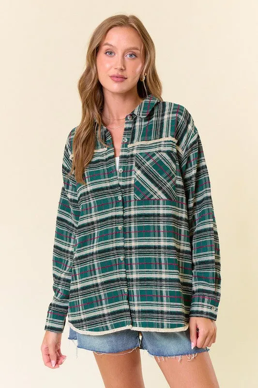 Plaid Flannel Fringe Detail Shacket - 2 Colors!