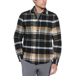 Plaid Flannel Shirt Jacket with Quilted Lining