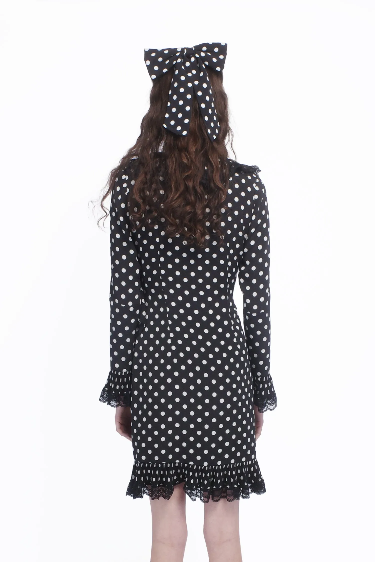 Polka Dot Pleated Wrap Dress