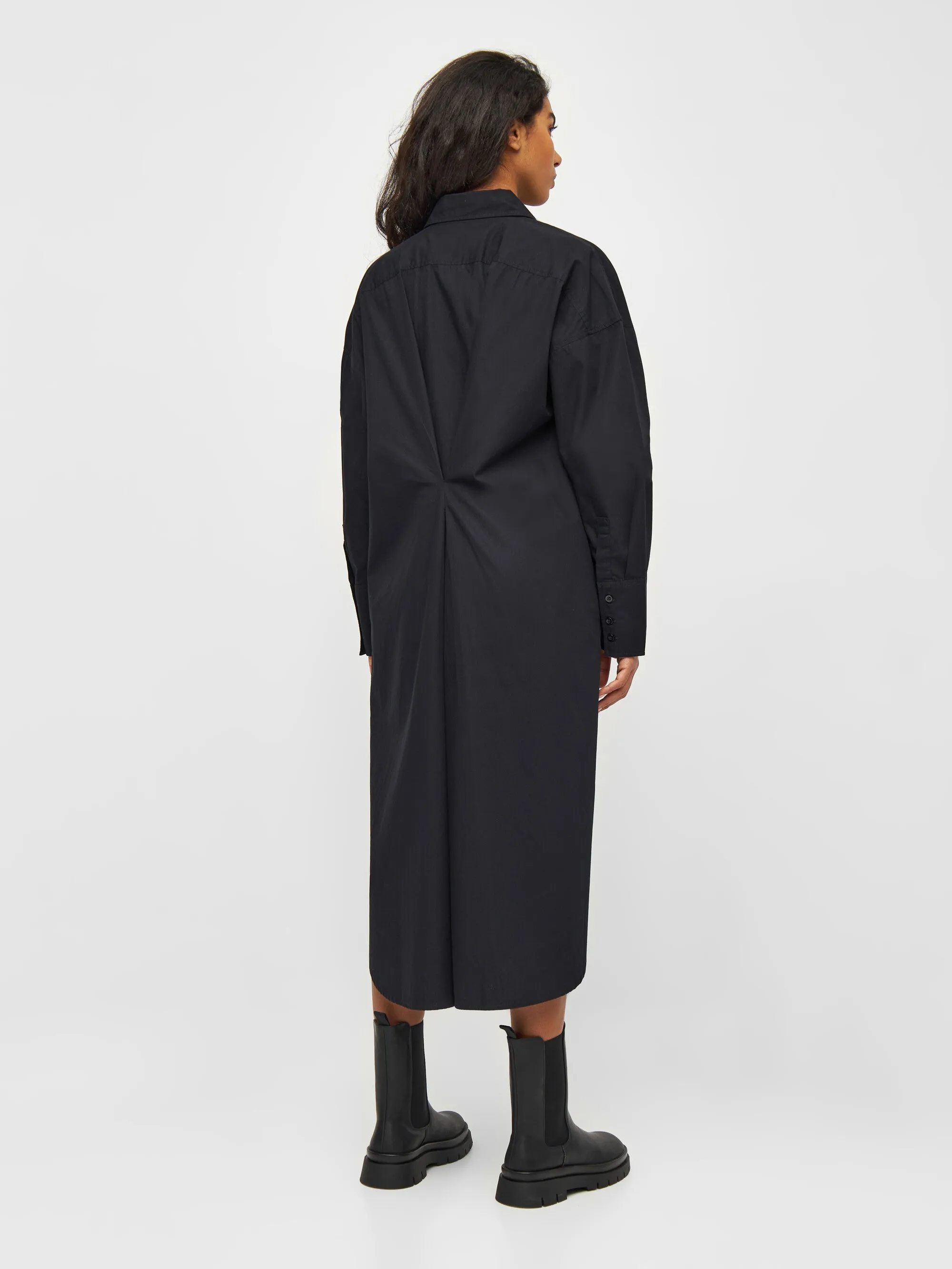 Poplin wrap shirt dress - Black Jet