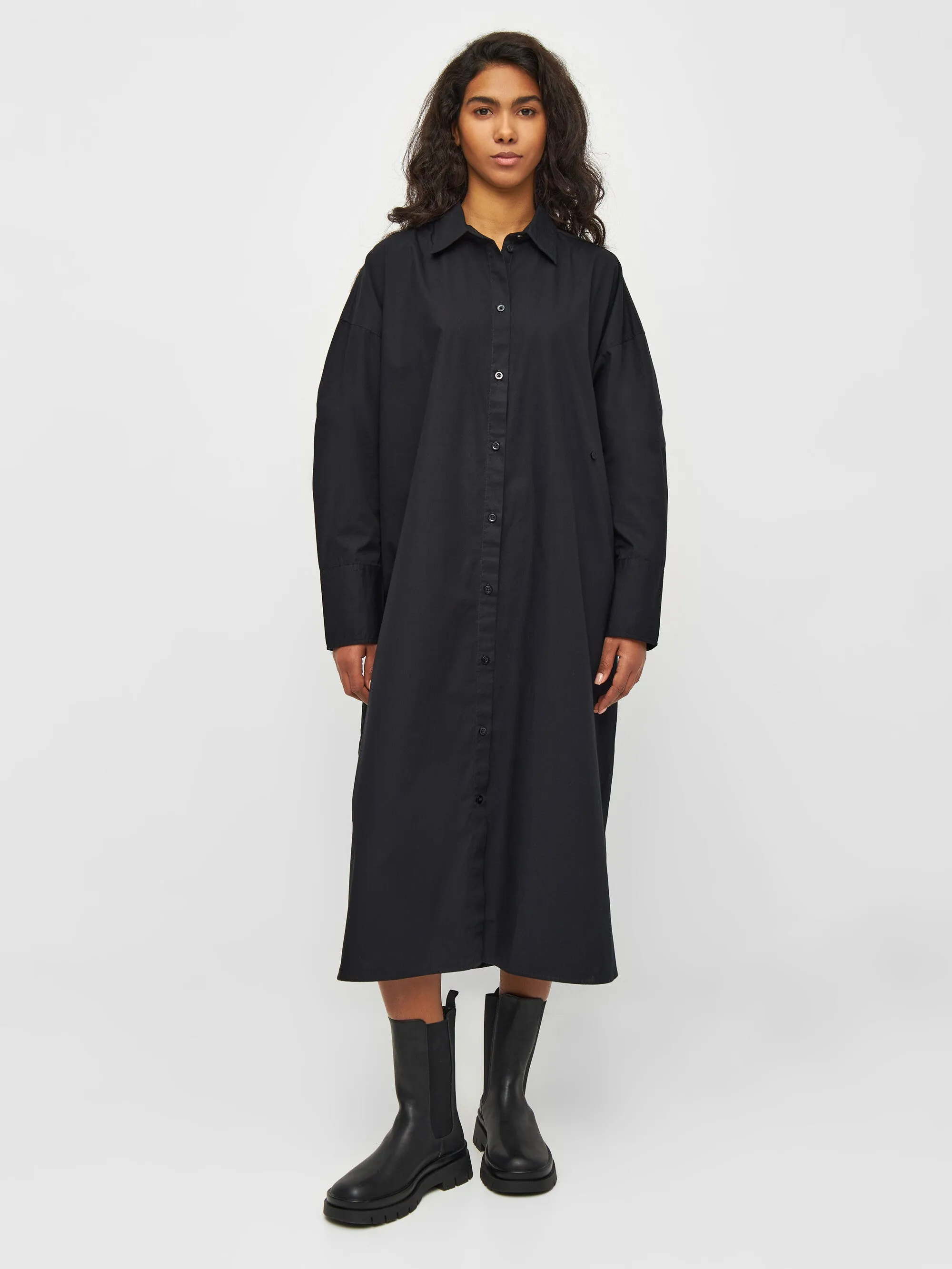 Poplin wrap shirt dress - Black Jet