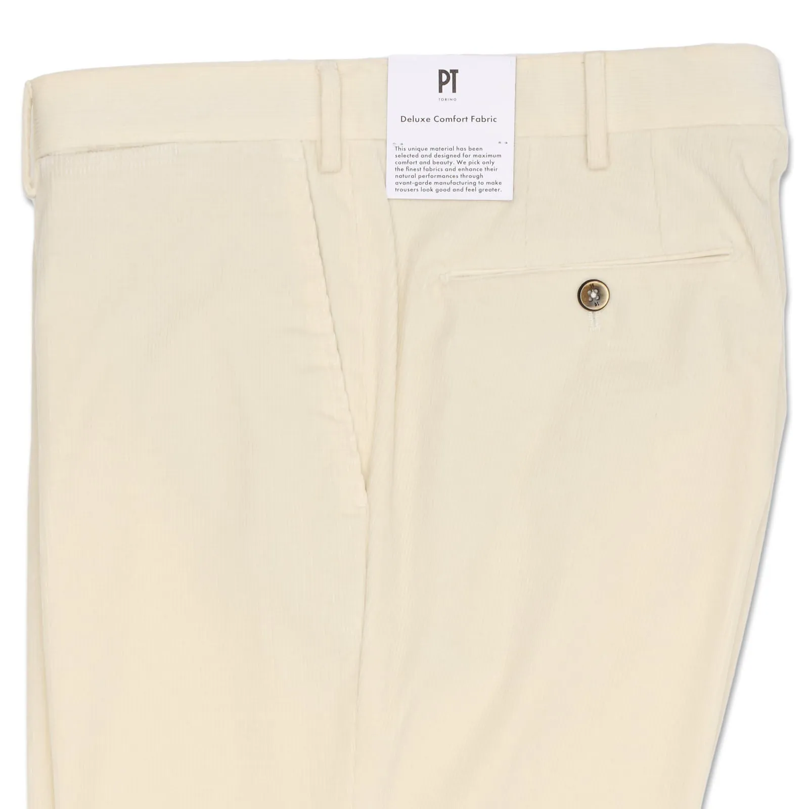 PT PANTALONI TORINO Cream Cotton Corduroy Slim Fit Stretch Pants EU 58 US 40 NEW