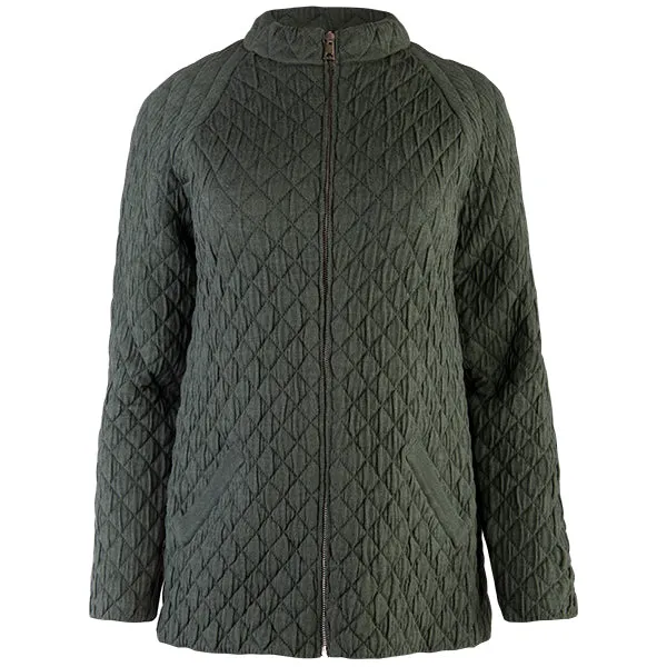 Quilted Jacket Cardigan in Army Green