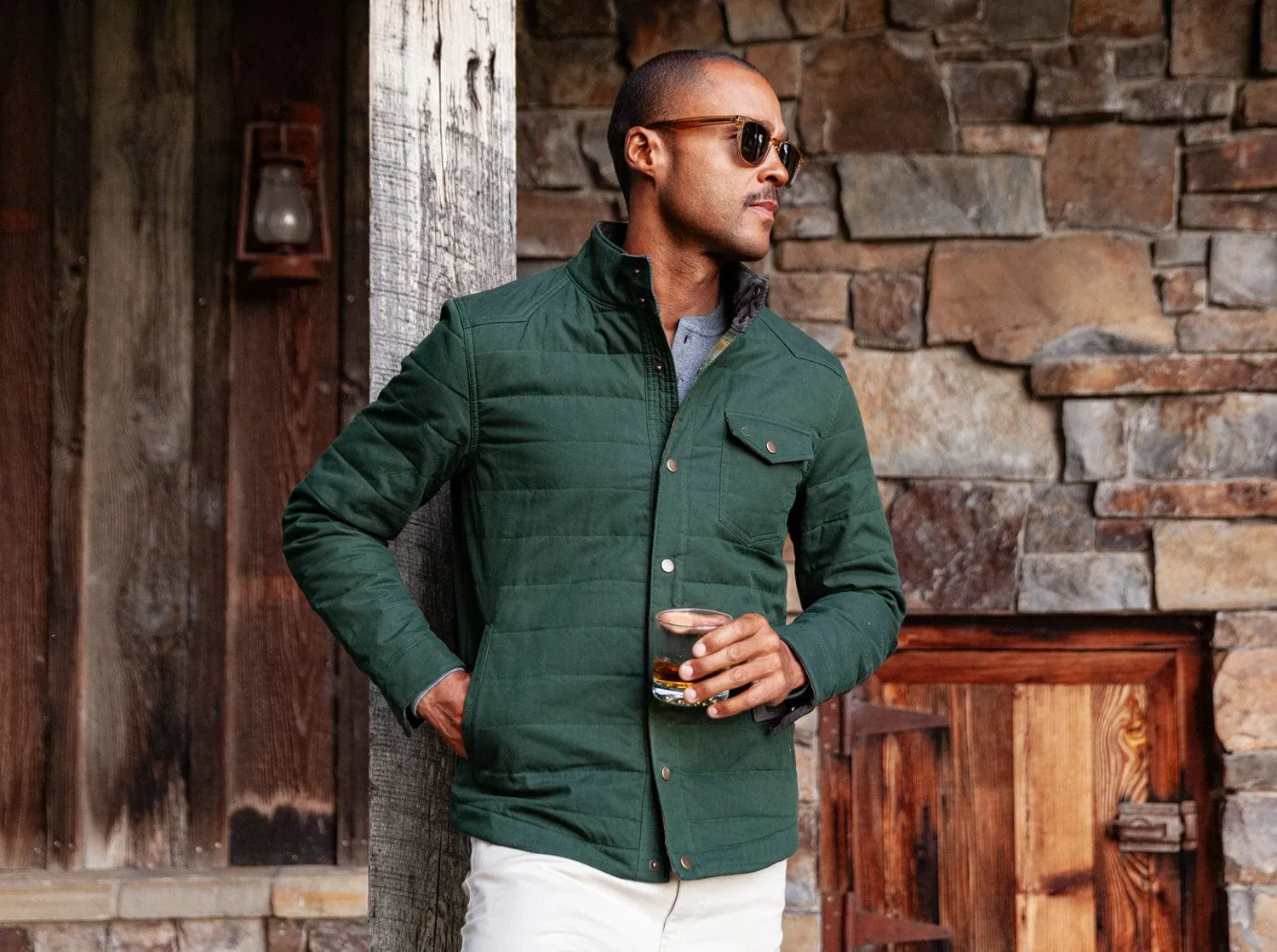 Quilted Waxed Jacket - Aspen Green