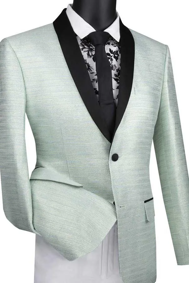 "Metallic Stripe" Aqua Tuxedo Jacket (Separates)