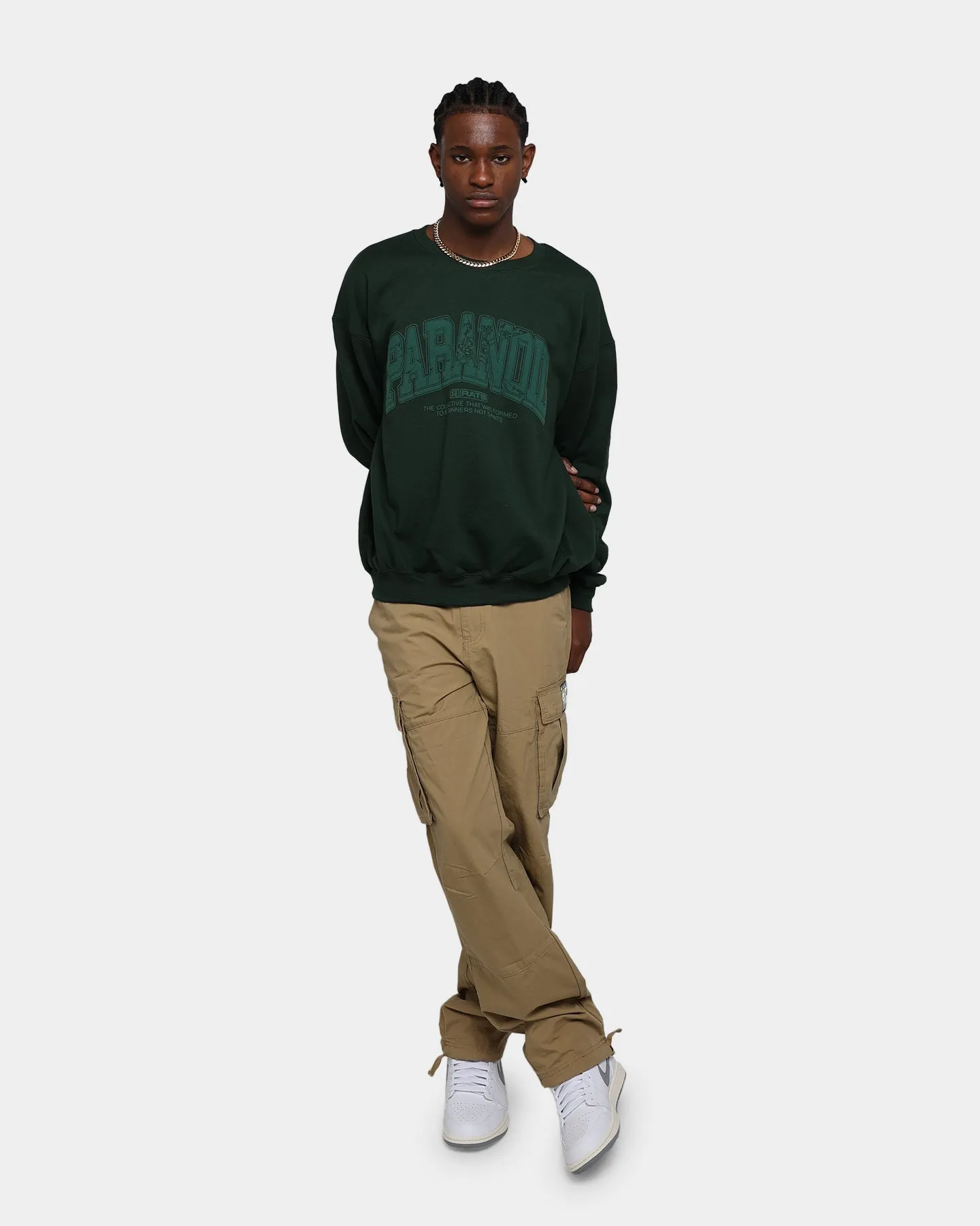 Rats Get Rat Paranoid Crewneck Military Green