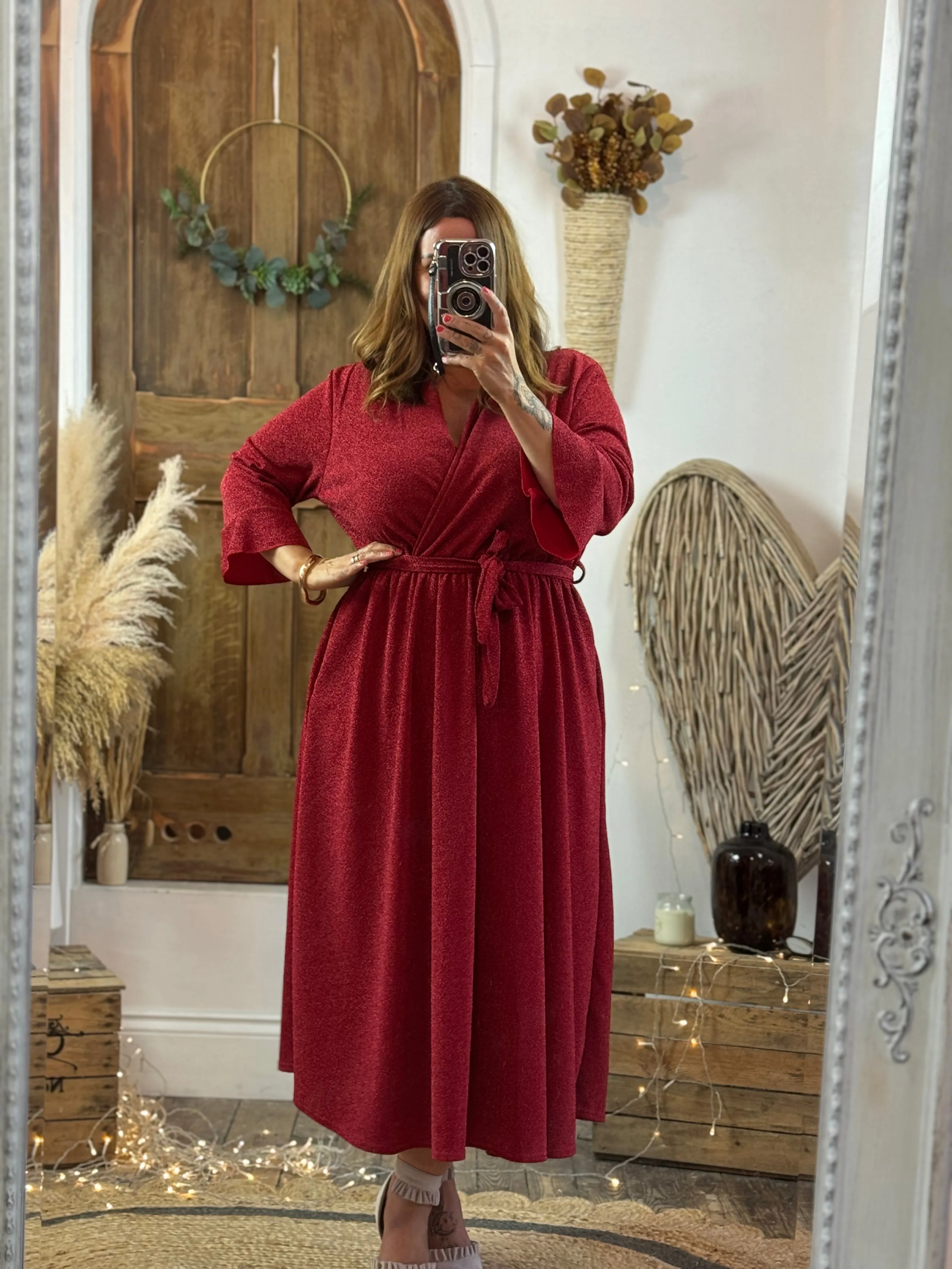 Red Sparkly Roxy Midaxi Dress