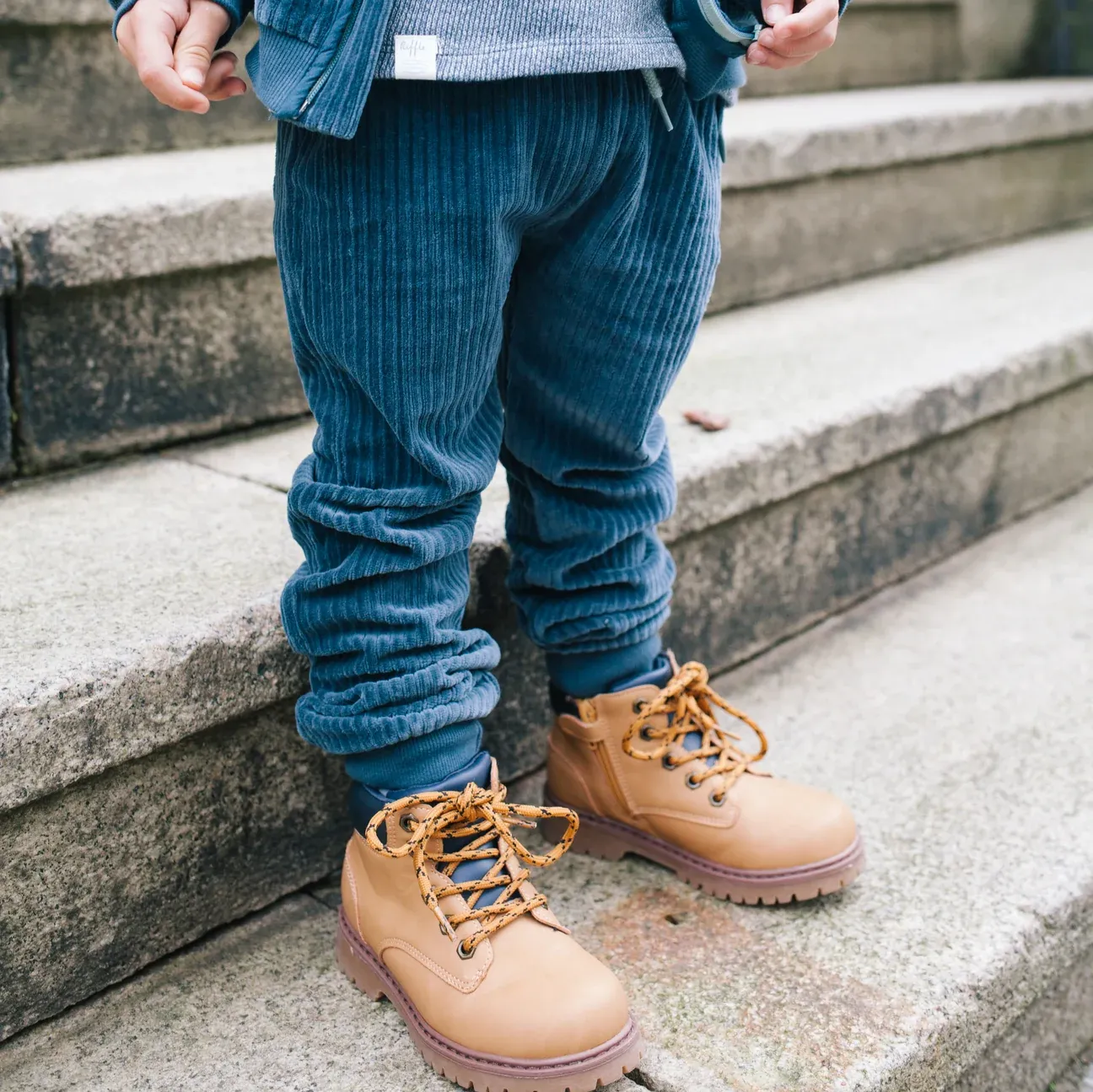 Riffle Babies Paris Pant in Blue Corduroy Rib