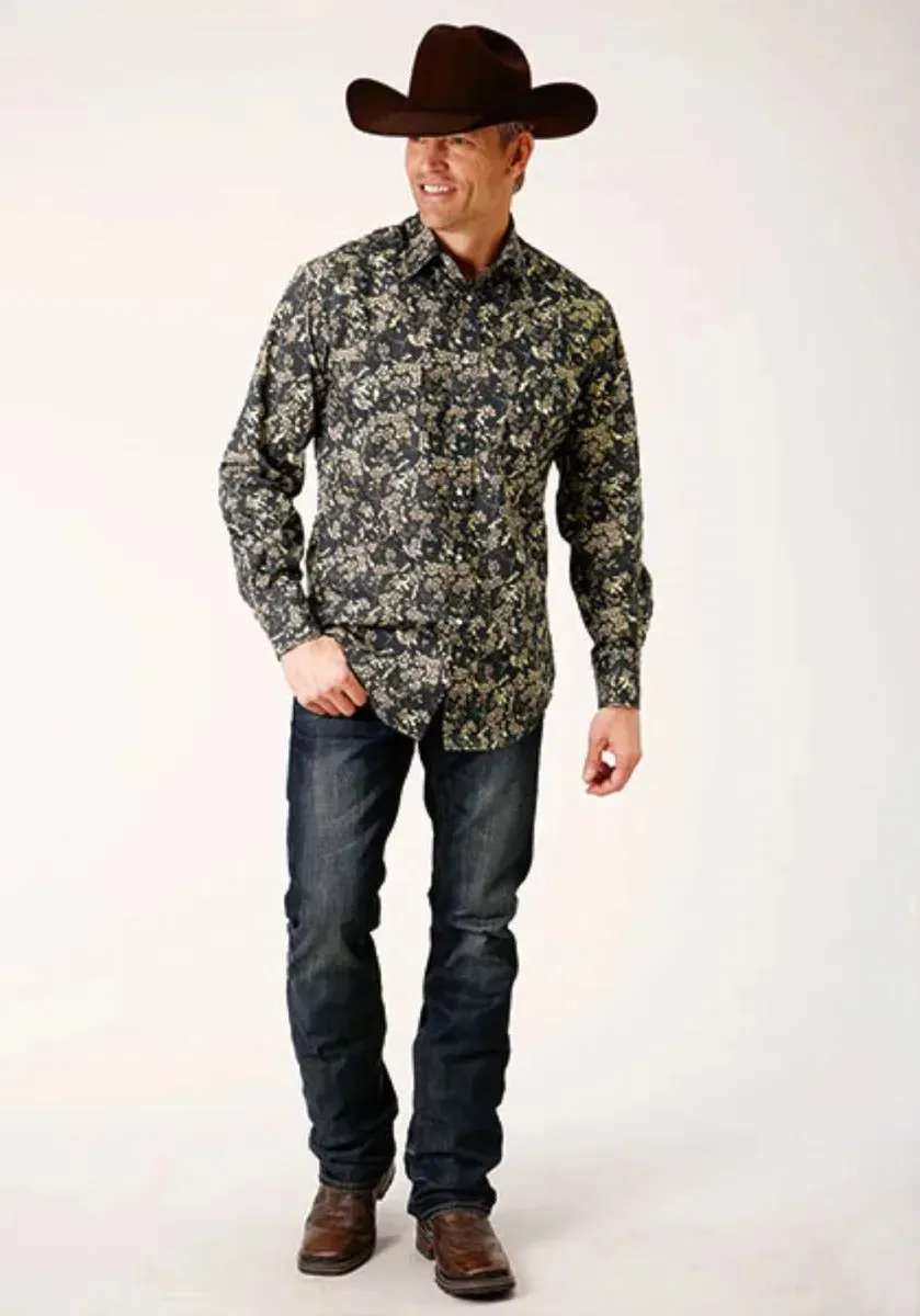 Roper Vintage Dark Floral (Black) - Men's Western Shirt