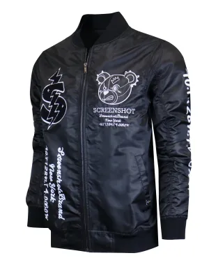 S51110-PATCHED BOMBER JACKET (BLACK)