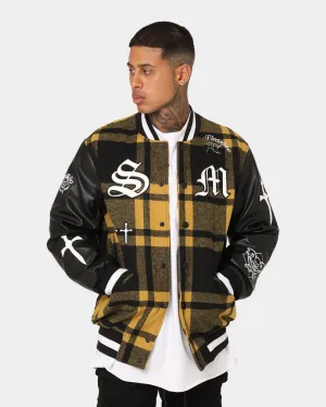 Saint Morta Graveyard Plaid Varsity Jacket Black/Yellow