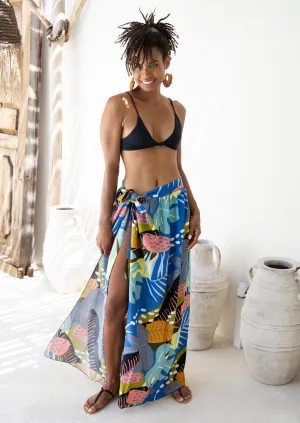 SHU-SHI Womens Floral Palm Sarong Pareo Cover Up Bathing Suit Women Tropical Beach Wrap Skirt