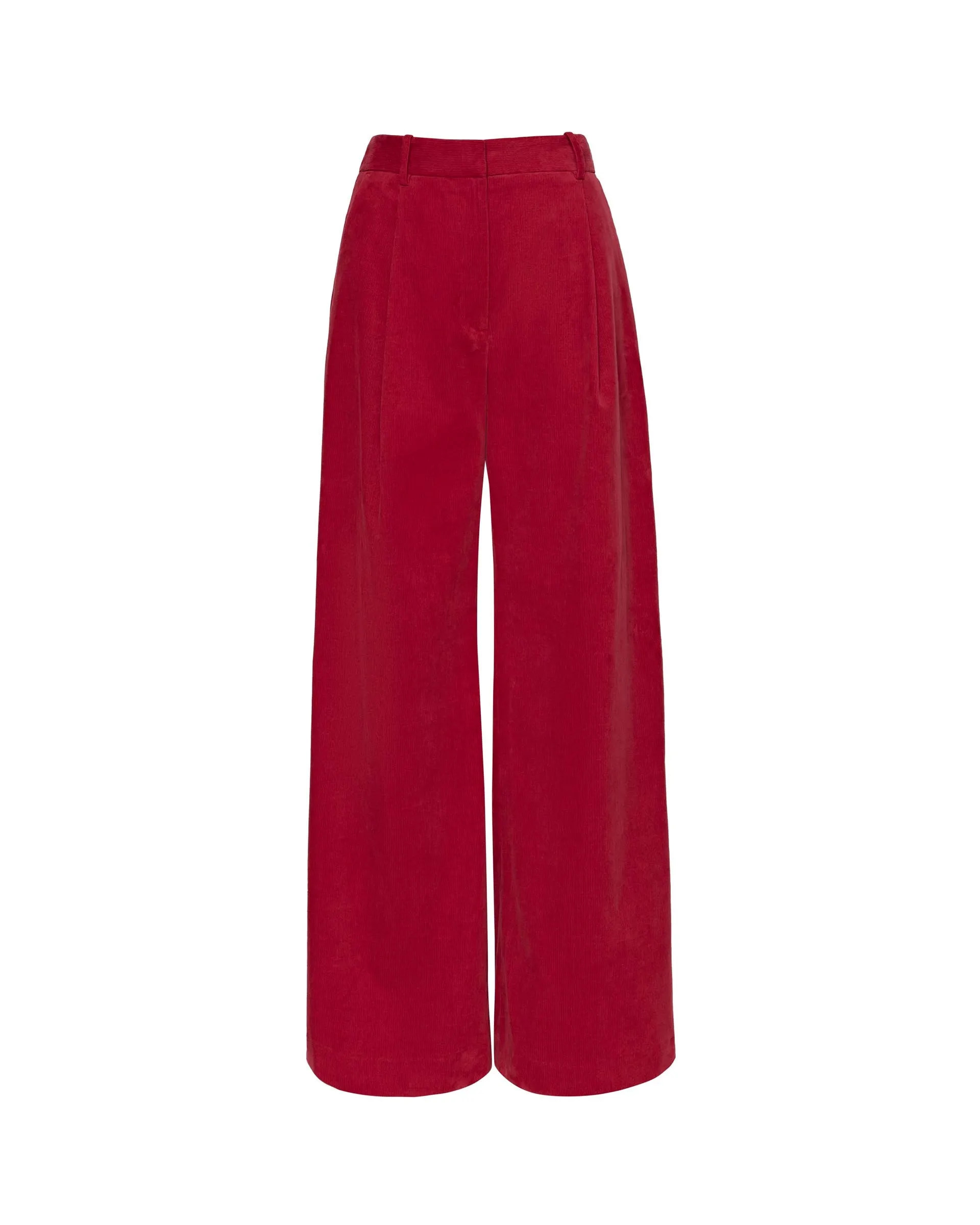 Single Pleat Trouser in Corduroy | Raspberry