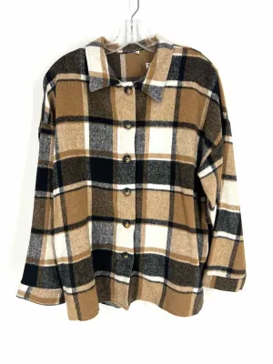 Size M Br/Bk/Wh Plaid Jackets Shacket