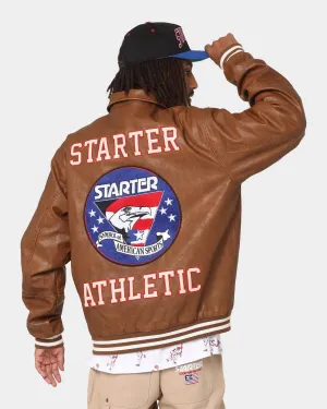 Starter Symbol Leather Jacket Brown