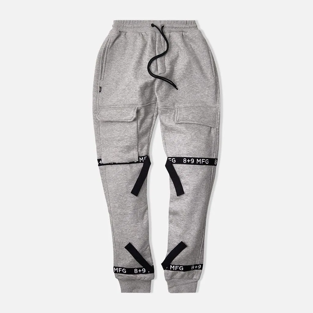 Strapped Up Slim Fleece Sweatpants Grey