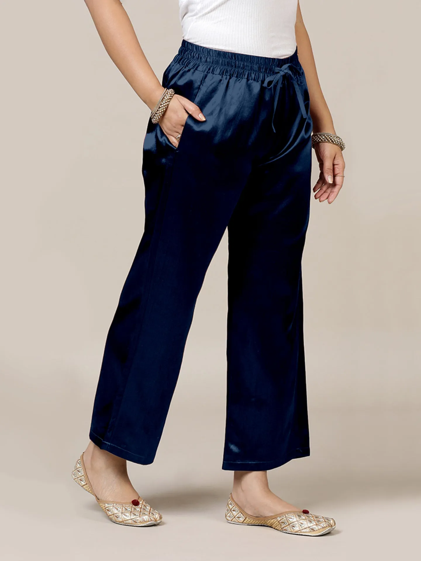 Swara x Tyohaar | Midnight Blue Mashru Silk Pants