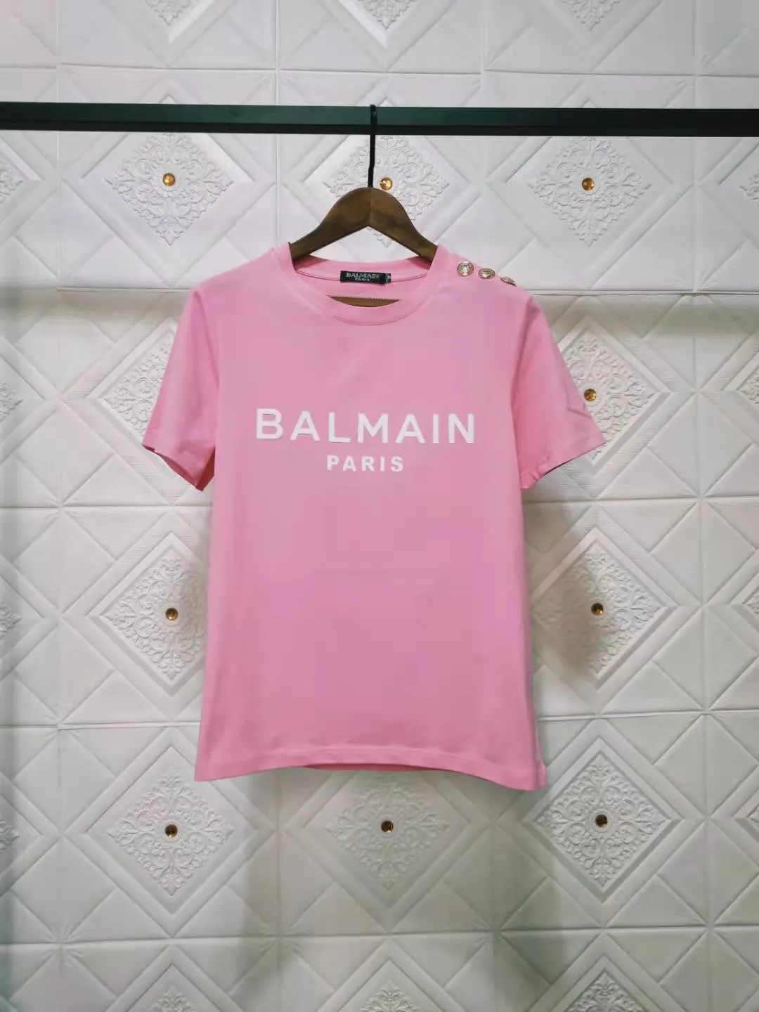 T Shirt Balmain Spring/Summer Letter Short Sleeve Cotton Loose-Fitting Casual T-shirt