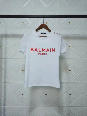 T Shirt Balmain Spring/Summer Letter Short Sleeve Cotton Loose-Fitting Casual T-shirt