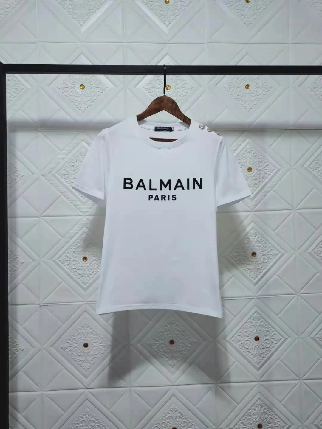 T Shirt Balmain Spring/Summer Letter Short Sleeve Cotton Loose-Fitting Casual T-shirt