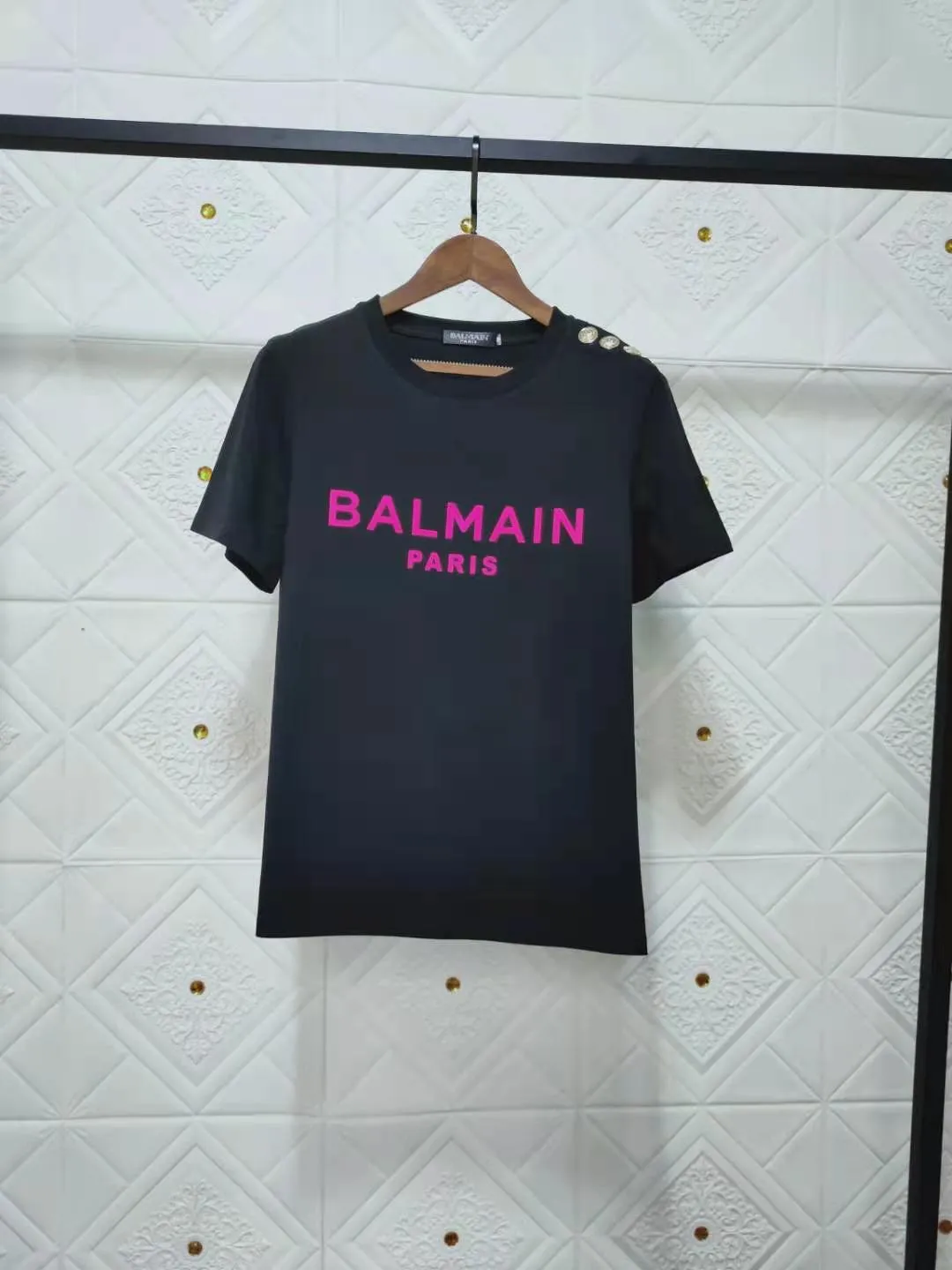 T Shirt Balmain Spring/Summer Letter Short Sleeve Cotton Loose-Fitting Casual T-shirt