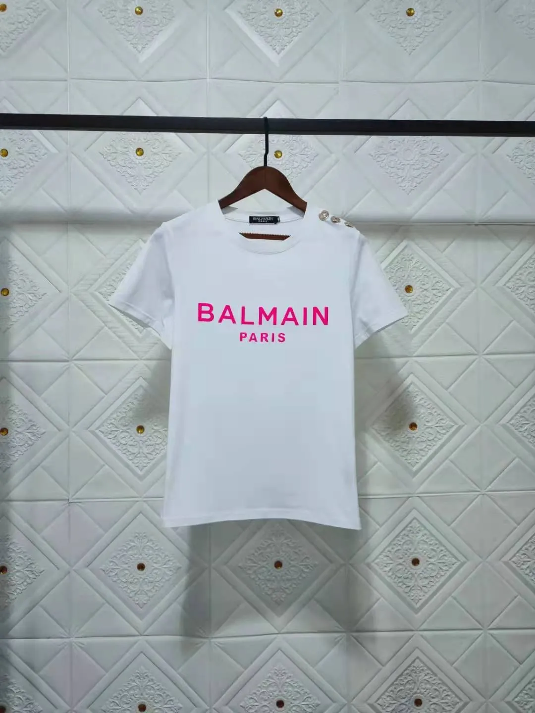 T Shirt Balmain Spring/Summer Letter Short Sleeve Cotton Loose-Fitting Casual T-shirt