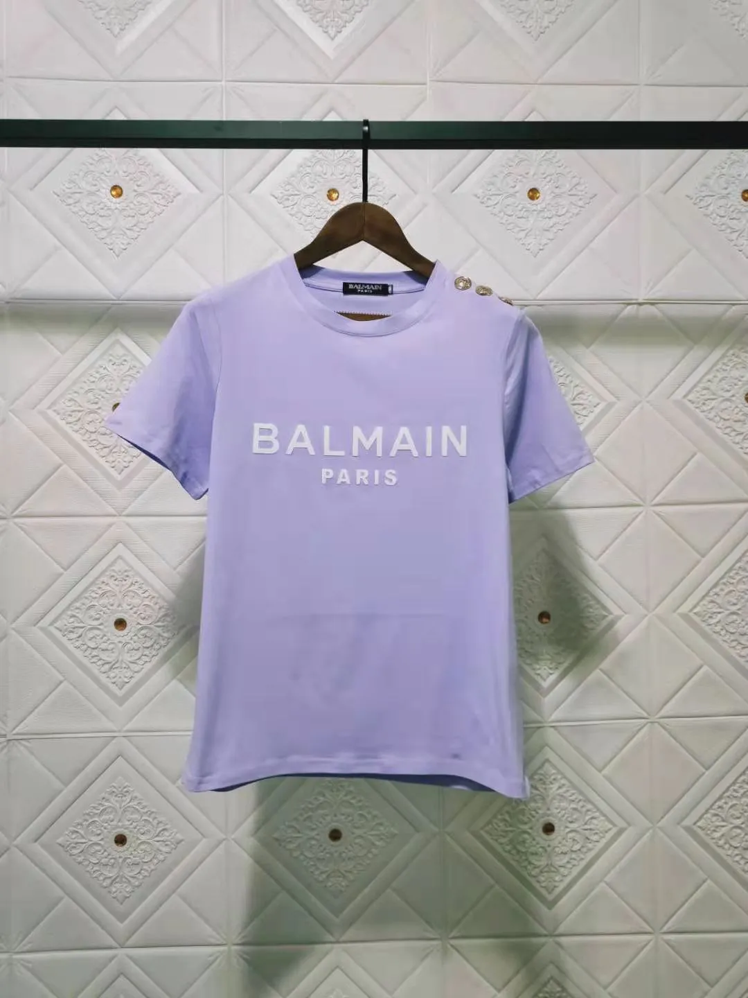 T Shirt Balmain Spring/Summer Letter Short Sleeve Cotton Loose-Fitting Casual T-shirt