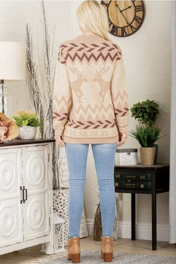 Taupe Reindeer Sweater - #8290-8295